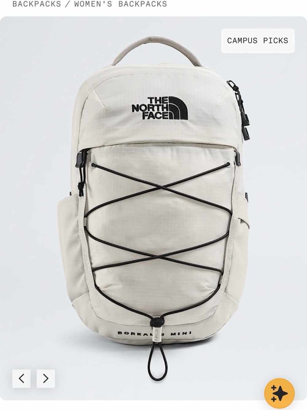 The North Face Borealis Mini Backpack in Cream with Black Accents